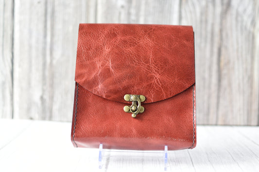Rust Red Distressed Leather Mini Purse - 7" Crossbody/Shoulder Bag