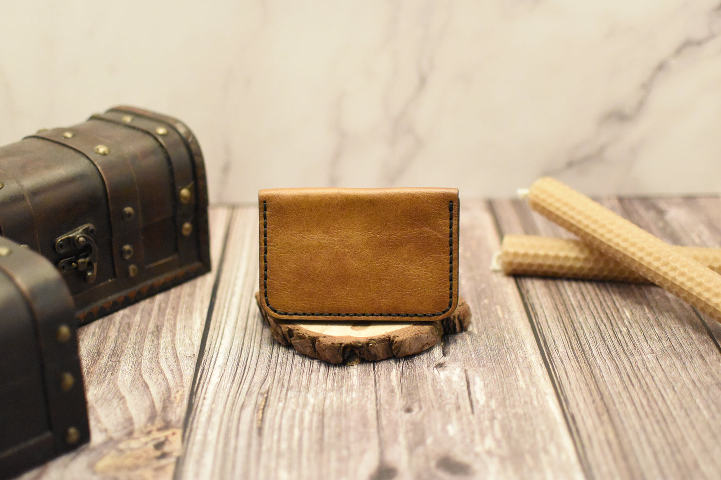 Card Wallet, Light Brown Leather