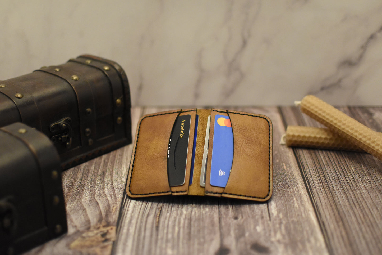 Card Wallet, Light Brown Leather