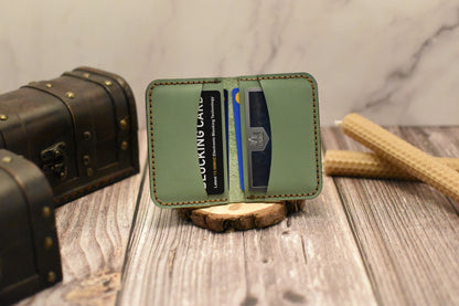 Card Wallet, Green Leather