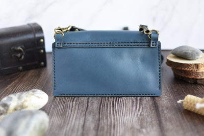 Blue Leather Cell Phone Purse