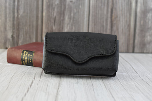 Minimalist Black Leather Cell Phone Purse