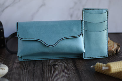 Teal Leather Cell Phone Purse