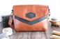 Light Brown & Black Leather Purse with adjustable strap