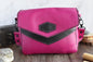 Pink & Black Leather Purse with adjustable strap