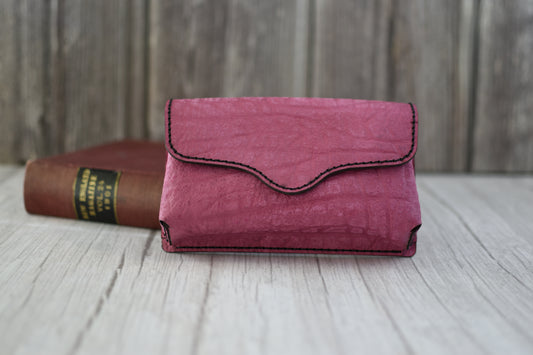 Handcrafted Hot Pink Pebbled Leather Cell Phone Purse with Wallet & Adjustable Crossbody Strap