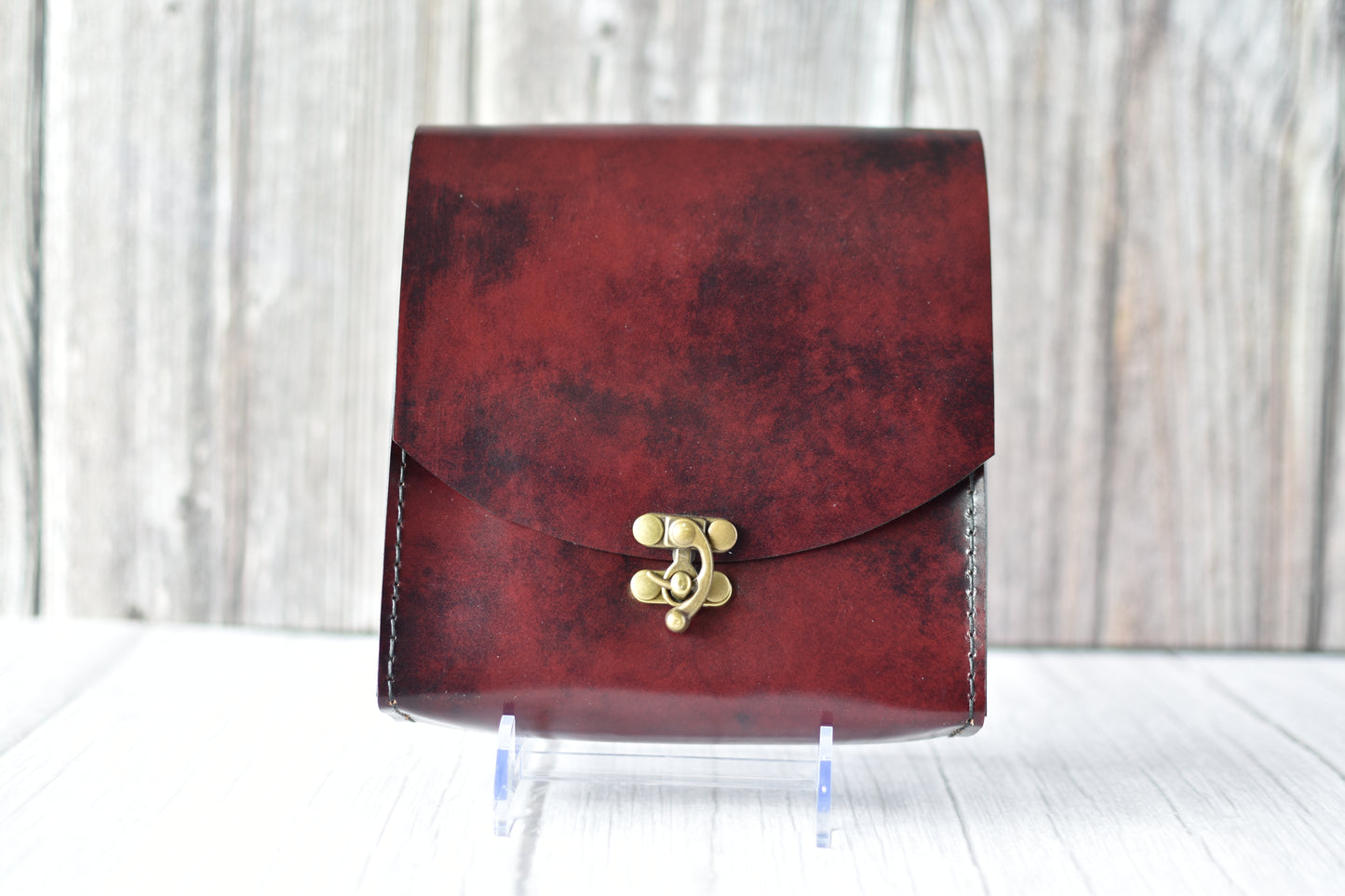 Handmade Burgundy Crossbody Purse — Full-Grain Leather with Antique Brass Hardware