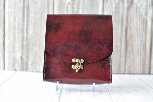 Handmade Burgundy Crossbody Purse — Full-Grain Leather with Antique Brass Hardware