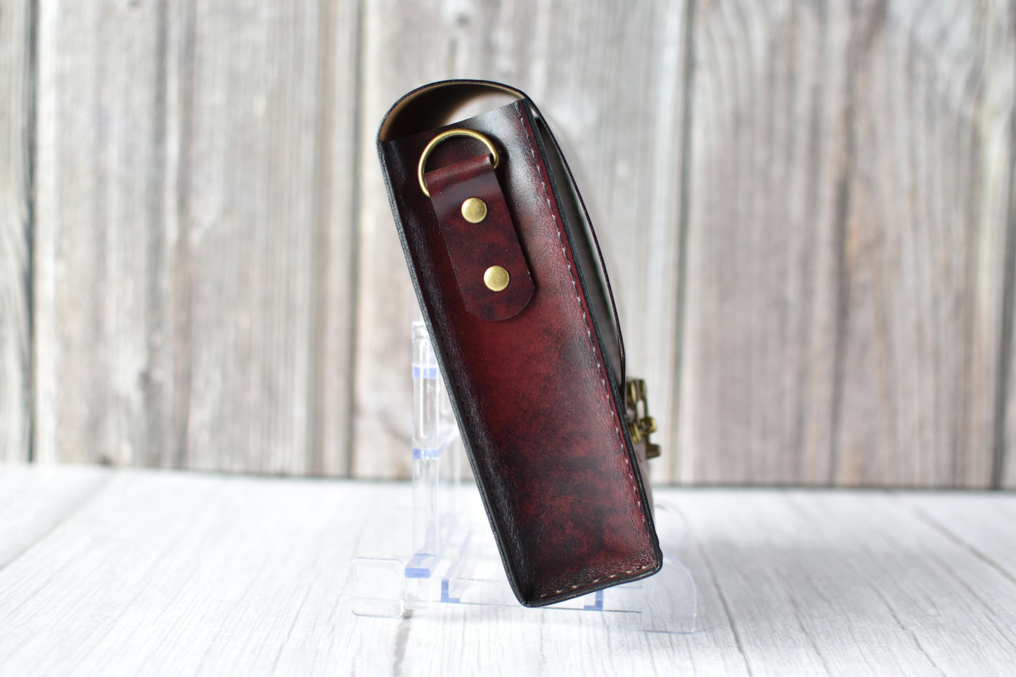 Handmade Burgundy Crossbody Purse — Full-Grain Leather with Antique Brass Hardware
