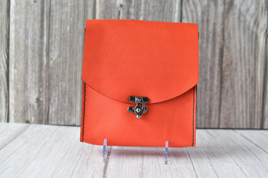 Handcrafted 7" Square Crossbody Purse – Bright Orange