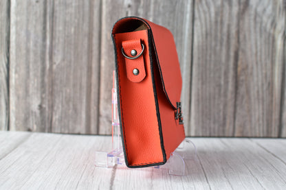 Handcrafted 7" Square Crossbody Purse – Bright Orange