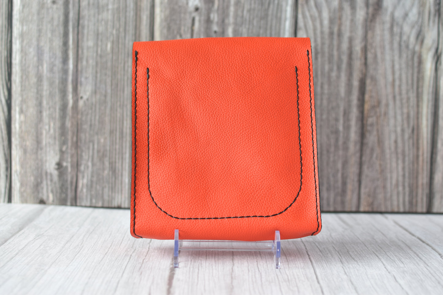 Handcrafted 7" Square Crossbody Purse – Bright Orange