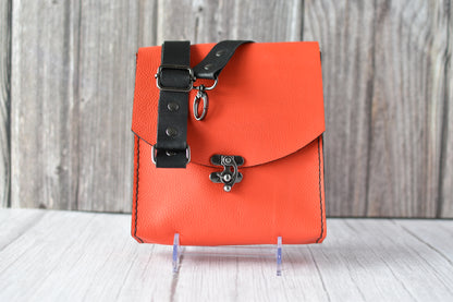 Handcrafted 7" Square Crossbody Purse – Bright Orange