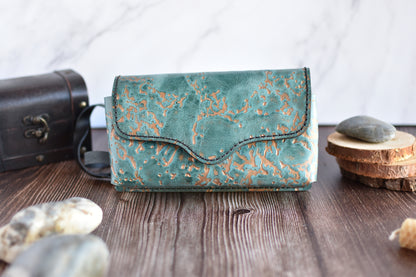 Marbled Jade Leather Cell Phone Purse