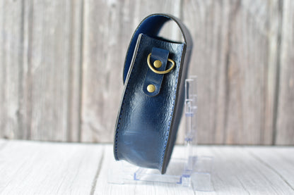 Handcrafted Navy Blue Leather Saddle Purse – Artisan Mini Crossbody Bag