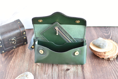 Hunter Green Leather Cell Phone Purse